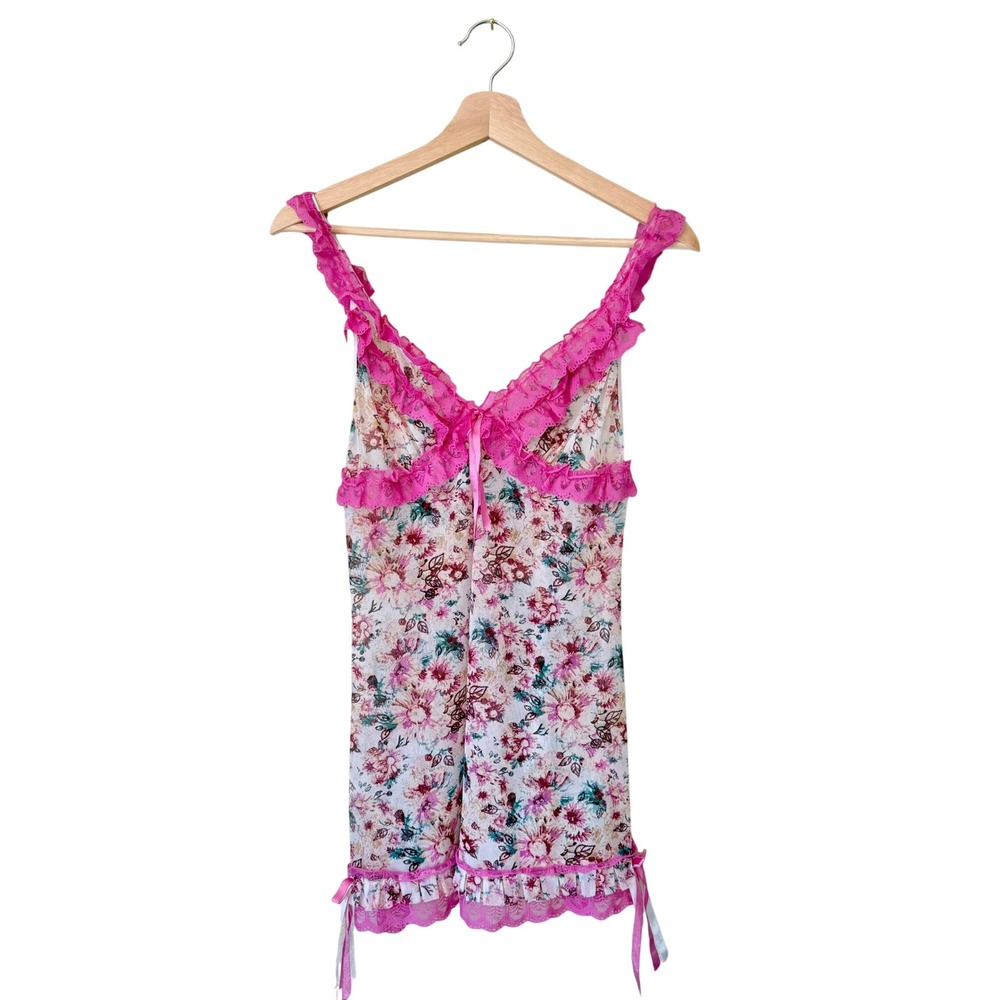 Ruffled Floral Babydoll Chemise Slip Dress Size XL